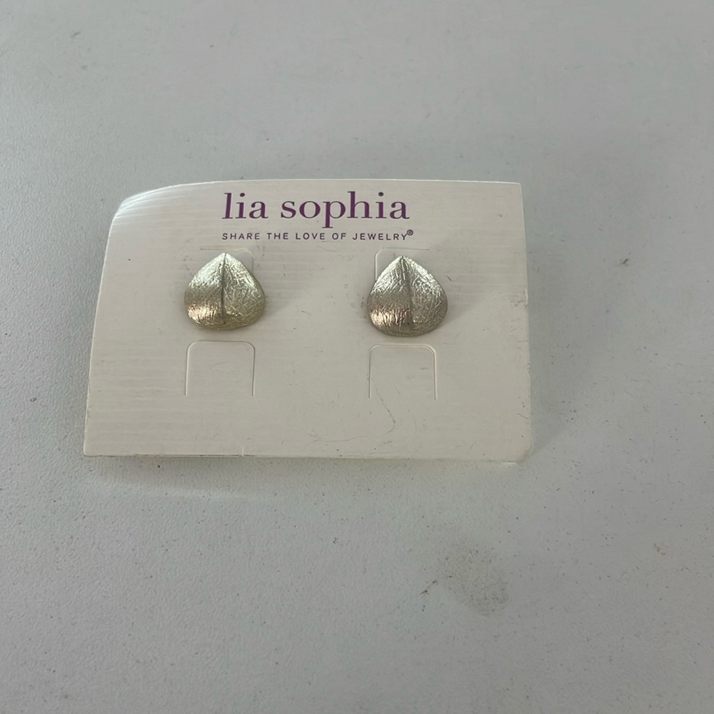 Lia Sophia pendant drop earrings white gold
